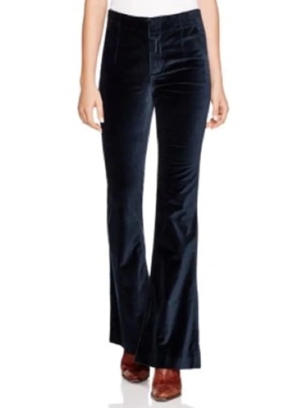 Free People Oxanna Navy Blue Jewel Velvet Boot Cut Pants - Size 31